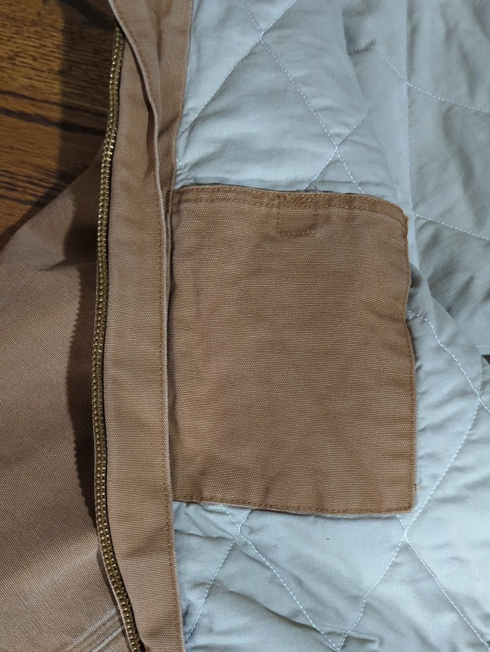 vtg Carhartt Tan Hooded Insulated Work Jacket FRJ184 Flame Resistant Sz L